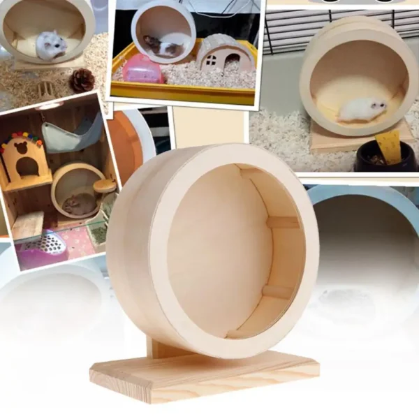 Wooden Mute Roller Hamster Running Exercise Wheel Mouse Hedgehog Syrian Hamster Wheel Dutch Pig Large Wheel Running Ball Toys - Image 2