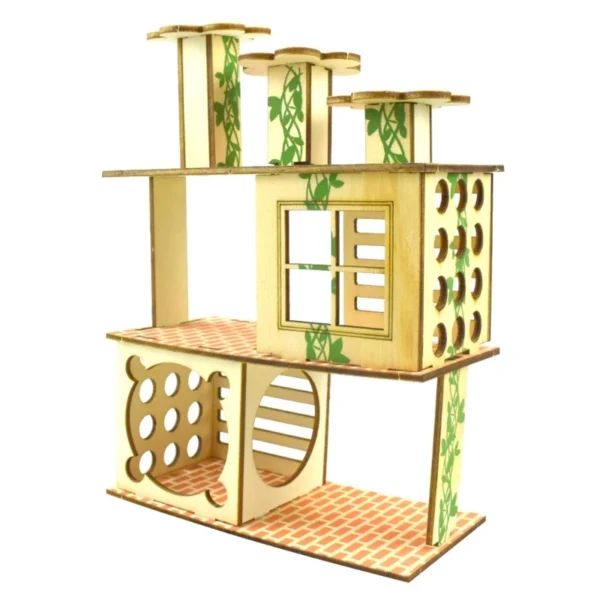 Hamster House Wooden Nesting Habitat Small Animals Natural Play Villa Climbing for Pet Sleep 5 - Image 5