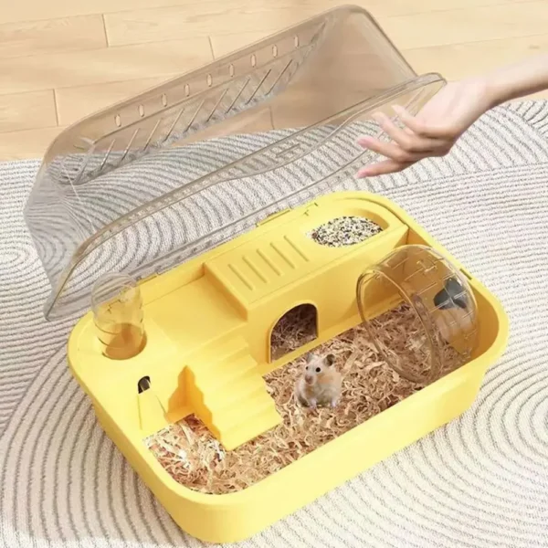 Hamster Cage With Water Bottle Double Layer Hamster Cage Portable Transparent Small Animal Habitat House Mice Guinea Pigs House
