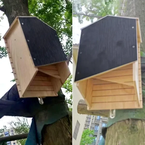 Outside Bat Habitat House Wooden Bat Shelter Reusable Wooden Bat Nest For Hibernation Bat Box House Wooden Decor For Garden - Image 4