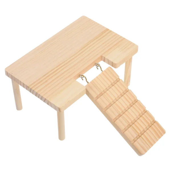 Hamster Platform Small Pet Table Solid Wood Ladder Cage Accessories Guinea Pig Habitat Hedgehog Stand Wooden House