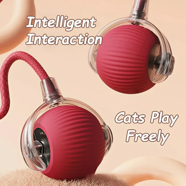 New Cat Interactive Ball Toy Automatic Rolling Ball Faux Tail Rechargeable Smart Pet Electric Toy Dog Cat Training Imitate Mouse - Image 3
