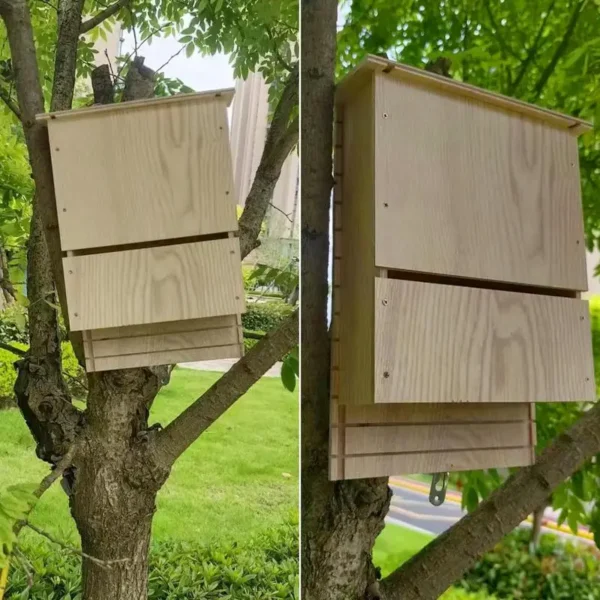 Outdoor Bat Houses Wood Outdoor Bat Habitat Box Outside Bat Habitat House Wooden Decor Wooden Bat Box Shelter & Nest