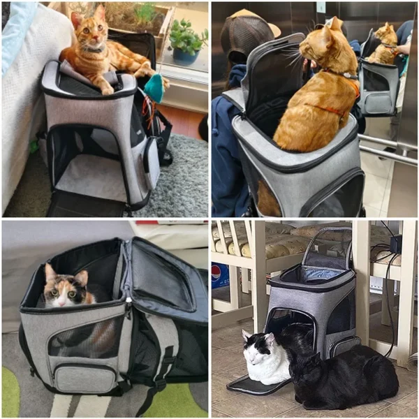Breathable Pet Cat Carrier Backpack Foldable Pet Carrier Transport Travel Bag Expandable Large Capacity Creative for Cats Dogs - Image 5