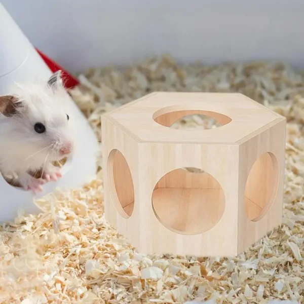 Hamster Houses And Hideouts Wood Hamster House Small Animal Habitat Cage Accessories Décor Maze For Guinea Dwarf Lemmings Mice - Image 2