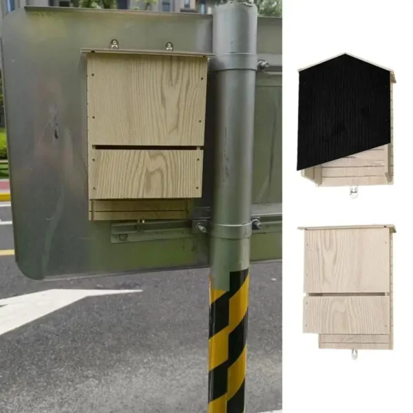 Outside Bat Habitat House Wooden Bat Shelter Reusable Wooden Bat Nest For Hibernation Bat Box House Wooden Decor For Garden - Image 2