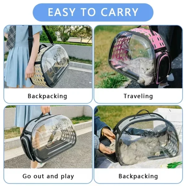 Pet Shoulder Bag Cat Carrier Outdoor Travel Breathable Handbag Puppy & Kitten Capsule Transparent Portable Shoulder Strap Bag - Image 2