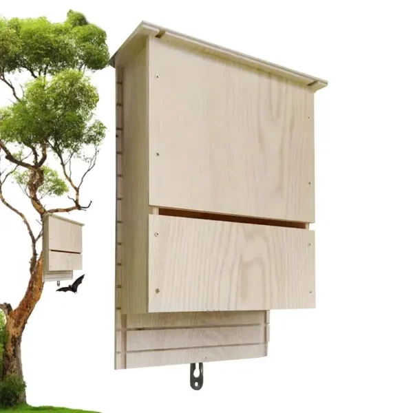 Outdoor Bat Houses Wood Outdoor Bat Habitat Box Outside Bat Habitat House Wooden Decor Wooden Bat Box Shelter & Nest - Image 2