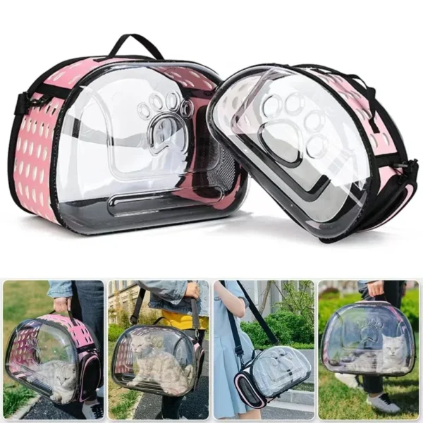 Pet Shoulder Bag Cat Carrier Outdoor Travel Breathable Handbag Puppy & Kitten Capsule Transparent Portable Shoulder Strap Bag - Image 4