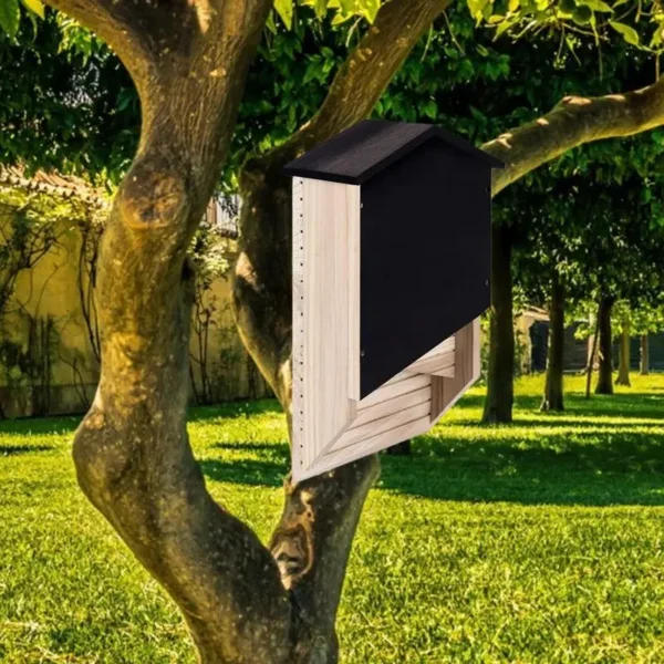 Outside Bat Habitat House Wooden Bat Shelter Reusable Wooden Bat Nest For Hibernation Bat Box House Wooden Decor For Garden - Image 3