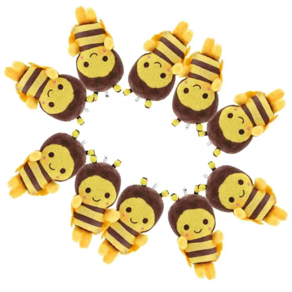 1/5/10 Pcs Little Bee Dog Toy Plush Pendant Cute Keychain Plush Bag Charm Bumble Stuffed Dolls Backpack Mini