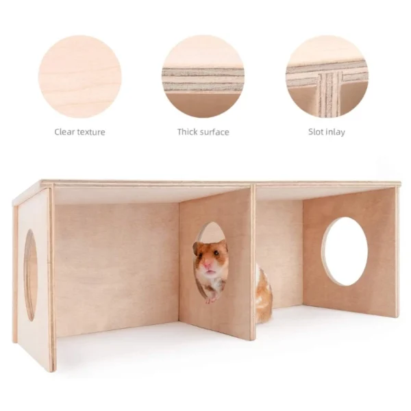 Hamster House Wood Hideout Chamber Natural Wood Nest Habitat for Gerbils Hamsters Natural Materials Guinea-Pigs - Image 2