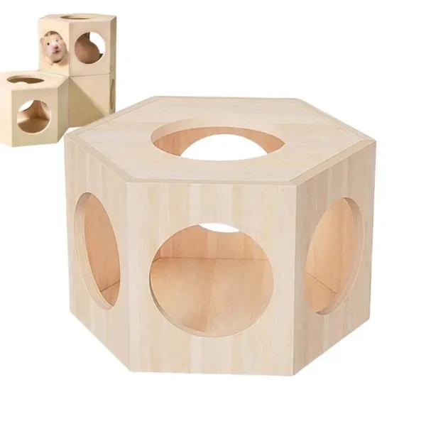 Hamster Houses And Hideouts Wood Hamster House Small Animal Habitat Cage Accessories Décor Maze For Guinea Dwarf Lemmings Mice
